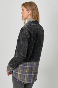 Color Block Mixed Jacket - Washed Black