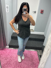 CRINKLE WASHED V-NECK SLEEVELESS TOP - ASSORTED COLORS