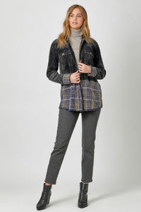 Color Block Mixed Jacket - Washed Black
