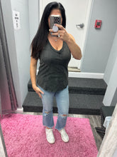 CRINKLE WASHED V-NECK SLEEVELESS TOP - ASSORTED COLORS