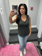 CRINKLE WASHED V-NECK SLEEVELESS TOP - ASSORTED COLORS