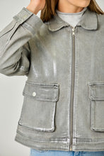Metallic Washed Denim Jacket - Denim Blue/Pearl or Grey/Pearl