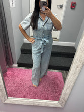 Short Sleeve Denim Tencel Jumpsuit