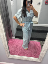 Short Sleeve Denim Tencel Jumpsuit