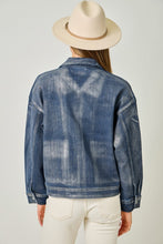 Metallic Washed Denim Jacket - Denim Blue/Pearl or Grey/Pearl