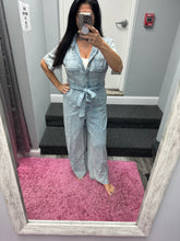 Short Sleeve Denim Tencel Jumpsuit