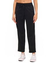 Ariella Straight Leg Pant W/ Pleather Detail In Scuba - Black Snake Trim
