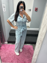 Short Sleeve Denim Tencel Jumpsuit