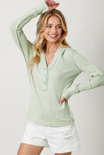 Washed Thermal Hoodie Top - Washed Pistachio or Lavender Pink