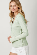 Washed Thermal Hoodie Top - Washed Pistachio or Lavender Pink