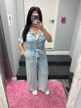 Short Sleeve Denim Tencel Jumpsuit