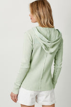 Washed Thermal Hoodie Top - Washed Pistachio or Lavender Pink