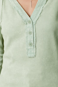 Washed Thermal Hoodie Top - Washed Pistachio or Lavender Pink