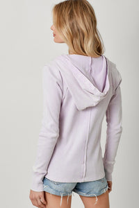 Washed Thermal Hoodie Top - Washed Pistachio or Lavender Pink