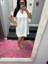 DOUBLE GAUZE RAW EDGE V-NECK DRESS - ASSORTED COLORS