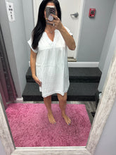 DOUBLE GAUZE RAW EDGE V-NECK DRESS - ASSORTED COLORS