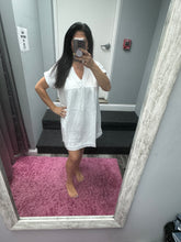 DOUBLE GAUZE RAW EDGE V-NECK DRESS - ASSORTED COLORS
