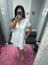 DOUBLE GAUZE RAW EDGE V-NECK DRESS - ASSORTED COLORS
