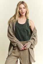 Mineral wash Thumbhole Hoodie Zipper Up Jacket - Ashed Black, Vintage Sage or Navy