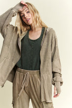 Mineral wash Thumbhole Hoodie Zipper Up Jacket - Ashed Black, Vintage Sage or Navy