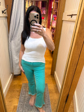 1822 27'' Luxe Demi-Boot Jean w/ Sharkbite Frayed Hem in Seafoam