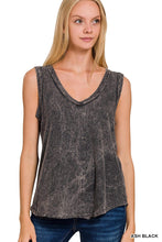 CRINKLE WASHED V-NECK SLEEVELESS TOP - ASSORTED COLORS