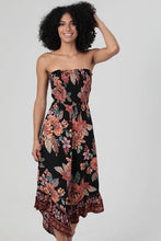 Smocked Bodice Strapless Hanky Hem Jumpsuit - Black