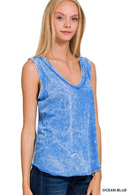 CRINKLE WASHED V-NECK SLEEVELESS TOP - ASSORTED COLORS