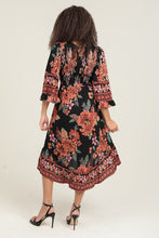 V Neck Twist Front Cut Out Half Sleeve Hi Lo Maxi - Black