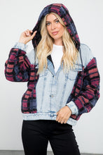 Hooded Denim With Sherpa Contrast Jacket - Blue Snow Multi