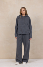 Dark Cement Garment Dye Hoodie w/ Stripe Detail