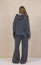 Dark Cement Garment Dye Hoodie w/ Stripe Detail