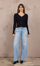Black Rib Knit Fitted Cardigan