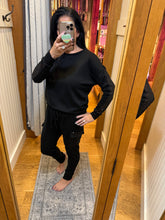 Ariella Top With Sleeve Sequin Detail - Black or Navy