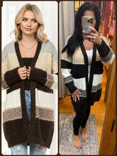 LONG-SLEEVE WITH RIBBED CUFFS OPEN FRONT WITHOUT  BUTTONS PATCH POCKETS ON THE FRONT CARDIGAN - COFFEE