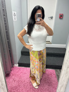 Mystree Mixed Print Skirt - Green or Citron Mix