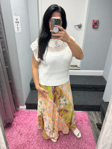 Mystree Mixed Print Skirt - Green or Citron Mix