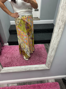 Mystree Mixed Print Skirt - Green or Citron Mix