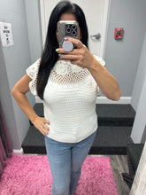 Mystree Floral Yoke Crochet Top - Ivory or Pistachio Mix