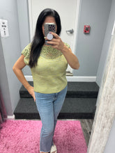 Mystree Floral Yoke Crochet Top - Ivory or Pistachio Mix