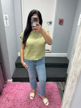 Mystree Floral Yoke Crochet Top - Ivory or Pistachio Mix