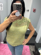 Mystree Floral Yoke Crochet Top - Ivory or Pistachio Mix