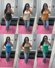 CRINKLE WASHED V-NECK SLEEVELESS TOP - ASSORTED COLORS