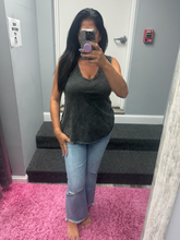 CRINKLE WASHED V-NECK SLEEVELESS TOP - ASSORTED COLORS