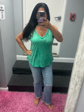 CRINKLE WASHED V-NECK SLEEVELESS TOP - ASSORTED COLORS