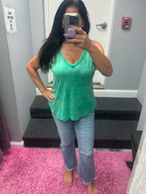 CRINKLE WASHED V-NECK SLEEVELESS TOP - ASSORTED COLORS
