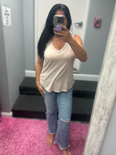 CRINKLE WASHED V-NECK SLEEVELESS TOP - ASSORTED COLORS