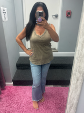 CRINKLE WASHED V-NECK SLEEVELESS TOP - ASSORTED COLORS