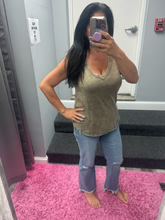 CRINKLE WASHED V-NECK SLEEVELESS TOP - ASSORTED COLORS