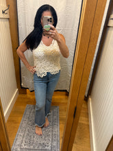 POL Round neck sleeveless regular fit top in crochet with asymmetrical hem - Natural